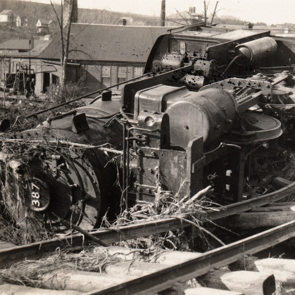 train wreck after flood