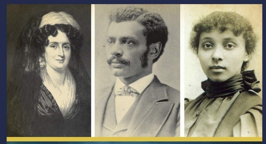 historic portrait and photos of woman, black man, & black woman