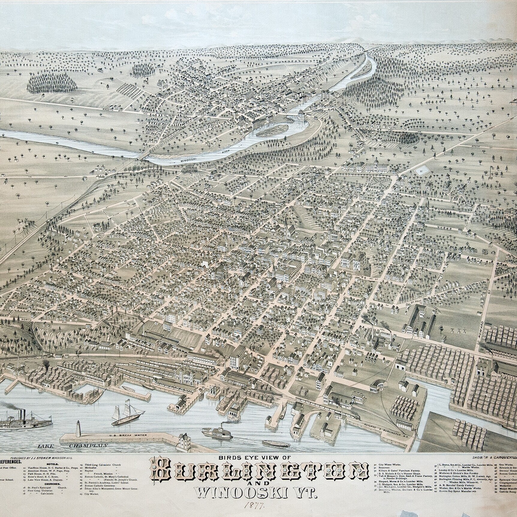 birdseye view map of Burlington
