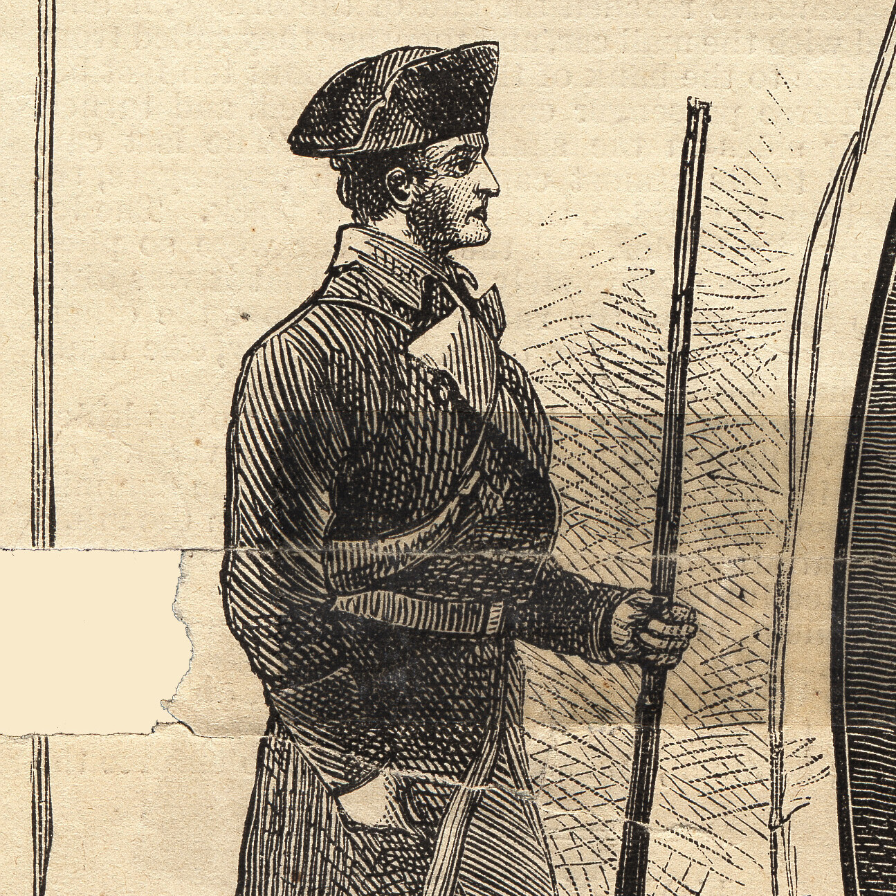 Illustration of man in uniform with gun