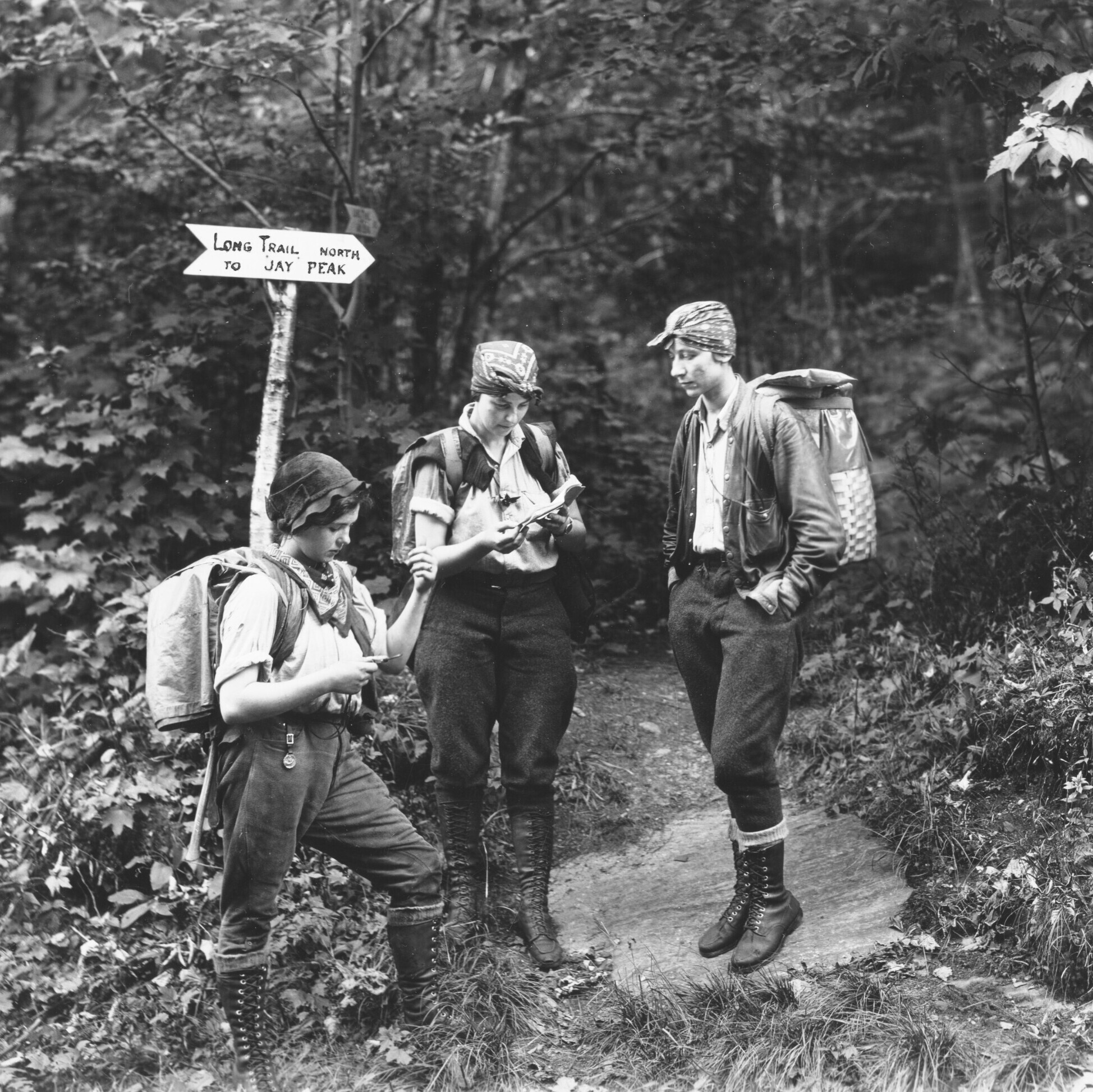 three women hiking on Long Trail