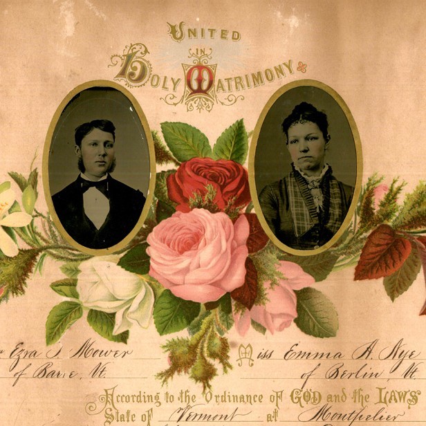 Detail of a Marriage Certificate with Photographs
