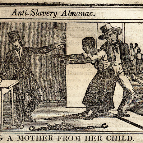 illustration of slave woman being taken away from child