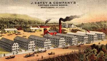 Estey Organ company factory postcard