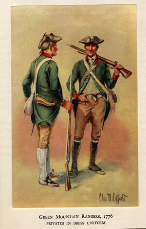 illustration of two men in Green Mountain Rangers uniforms