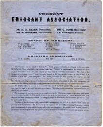 Vermont Emigrant Association flyer
