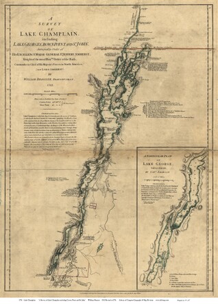 antique map of Lake Champlain