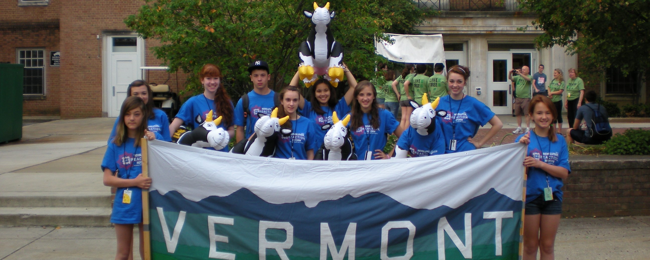 group of students carrying a Vermont banner at National History Day 2012
