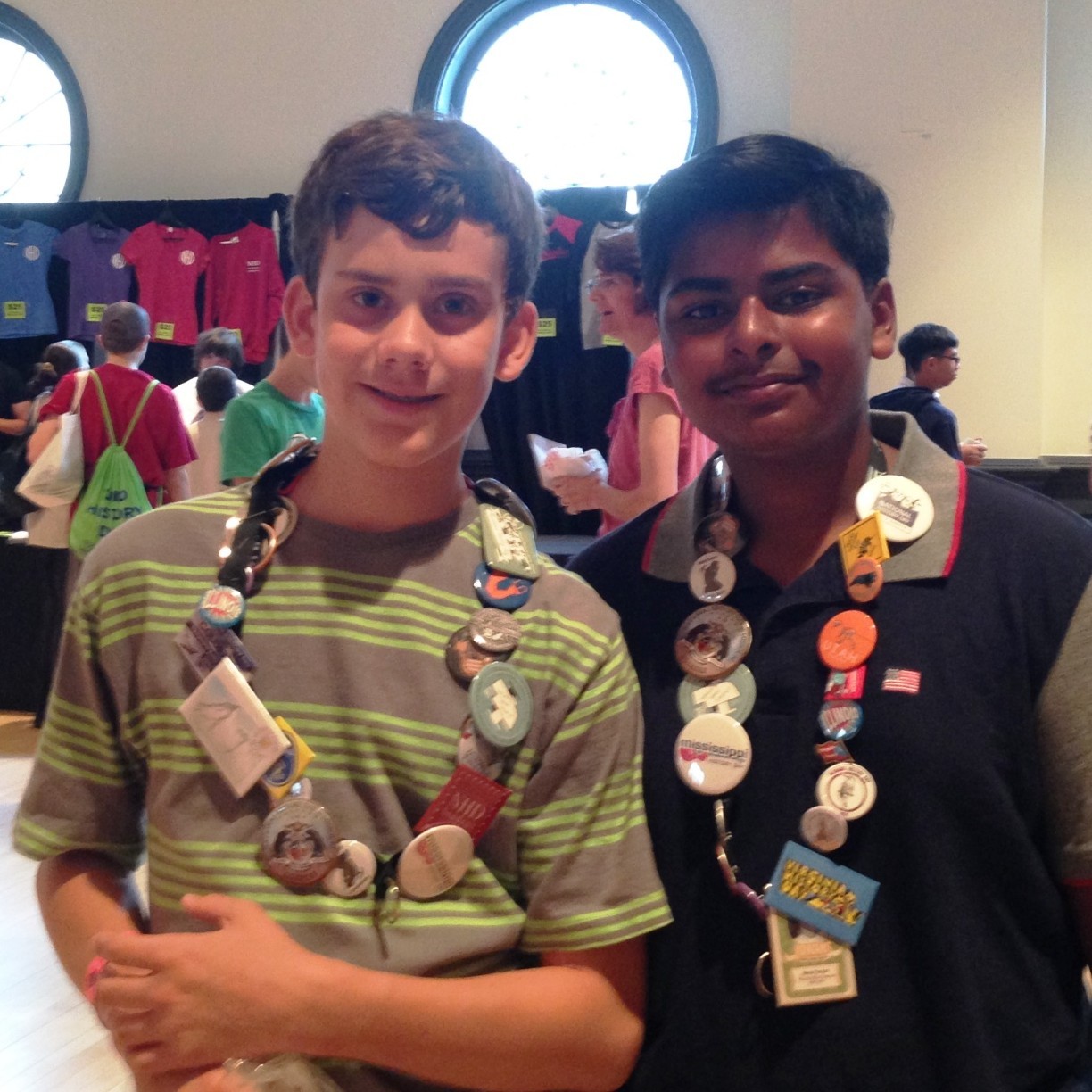 two students in registration hall at National History Day 2019