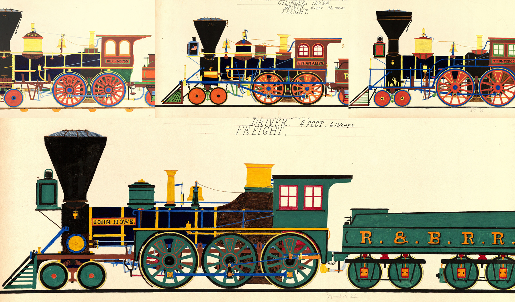 Locomotives Drawn by William Linsley